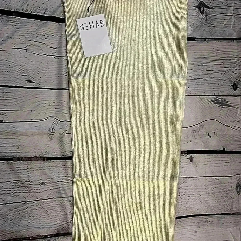 NWT Rehab stretch Gold/white stripped Midi Skirt